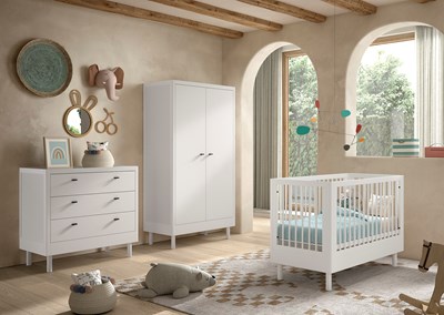 Chambres complètes-Combinaison de chambre d'enfant Forrest Beech 4-hêtre laqué blanc-Vipack-maill-1