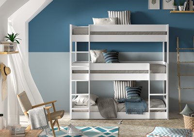 Lit superposé-SCOTT LIT SUPERPOSÉ TRIPLE 90 x 200 cm BLANC-Vipack-mailleux-1