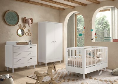 Chambres complètes-Combinaison de chambre d'enfant Forrest Beech 4-hêtre laqué blanc-Vipack-maill-1