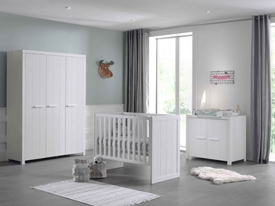 Chambres complètes-Combinaison de chambre d'enfant Erik blanc-Vipack-mailleux-1