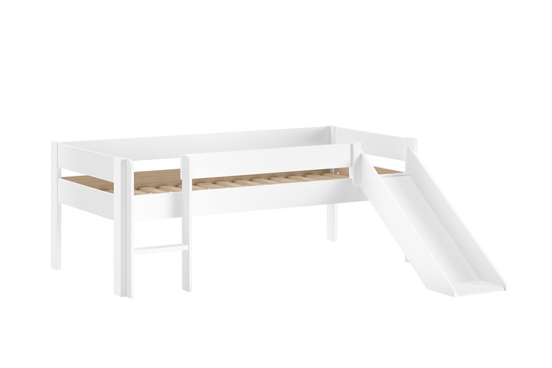 Lit mi-hauteur-PRIMO LIT MI-HAUTEUR BAS AVEC TOBOGGAN 90 x 200 cm BLANC-Vipack-mailleux-0