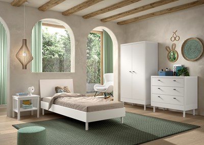 Chambres complètes-Combinaison de chambre d'enfant Forrest Beech 4-hêtre laqué blanc-Vipack-maill-1