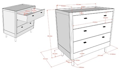 Commode-FORREST COMMODE 3 TIROIRS HÊTRE BLANC-Vipack-mailleux-2