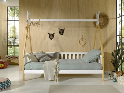 Lit enfant-TIPI LIT AVEC GRILLE 90 x 200 cm BI-COULEUR-Vipack-mailleux-3