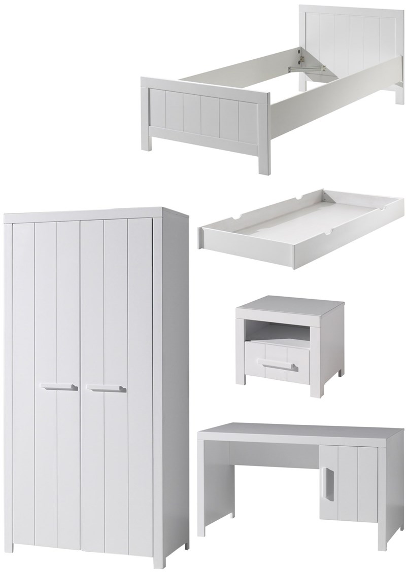 Chambres complètes-Combinaison de chambre d'enfant Erik 7-blanc de la collection erik-Vipack-mail-0