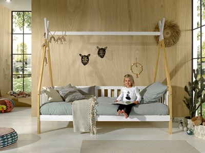 Lit enfant-TIPI LIT AVEC GRILLE 90 x 200 cm BI-COULEUR-Vipack-mailleux-4