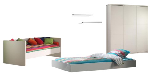Chambres complètes-Combinaison de chambre d'enfant Lara,Out Of Collection 7-blanc de la collectio-0