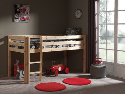 Lit mi-hauteur-PINO LIT MI-HAUTEUR AVEC ÉCHELLE 90 x 200 cm NATUREL-Vipack-mailleux-1