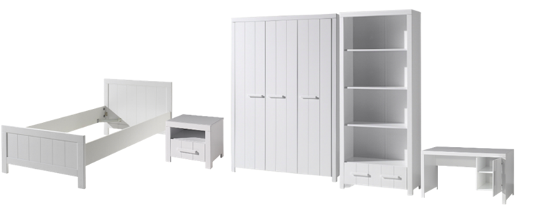 Chambres complètes-Combinaison de chambre d'enfant Erik 7-blanc de la collection erik-Vipack-mail-0