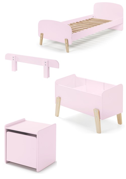 Chambres complètes-Combinaison de chambre d'enfant Kiddy 3-rose-Vipack-mailleux-0