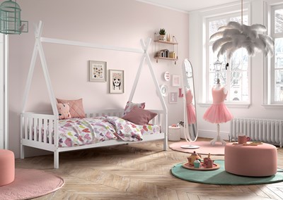 Chambres complètes-Combinaison de chambre d'enfant Tipi blanc-Vipack-mailleux-5