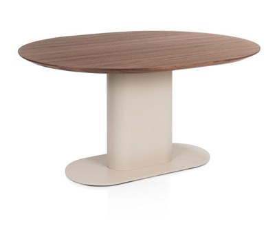 Tables de salle à manger-Brianza, table 150 x 120 cm - placage de noyer - crème-Xooon-mailleux-2