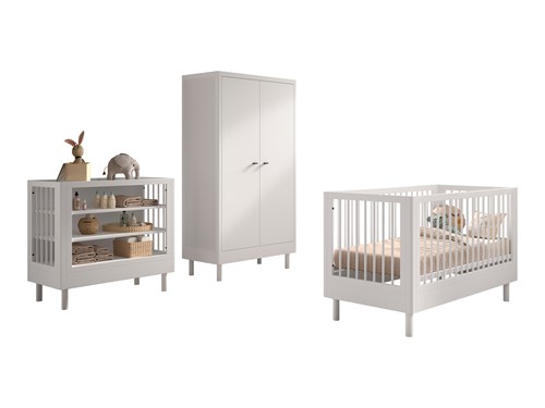 Chambres complètes-Combinaison de chambre d'enfant Forrest Beech 5-hêtre laqué blanc-Vipack-maill-0
