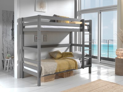 Lit superposé-PINO LIT SUPERPOSÉ (H 180cm) 90 x 200 cm GRIS-Vipack-mailleux-1