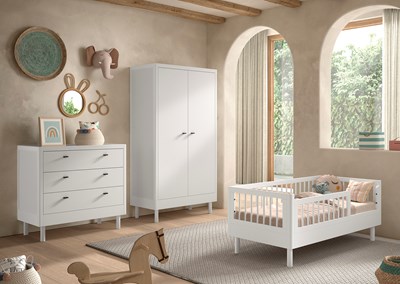 Chambres complètes-Combinaison de chambre d'enfant Forrest Beech 6-hêtre laqué blanc-Vipack-maill-1