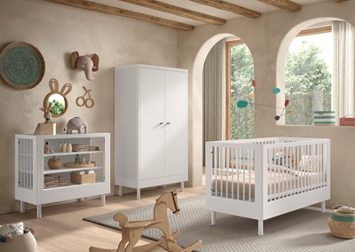 Chambres complètes-Combinaison de chambre d'enfant Forrest Beech 5-hêtre laqué blanc-Vipack-maill-1
