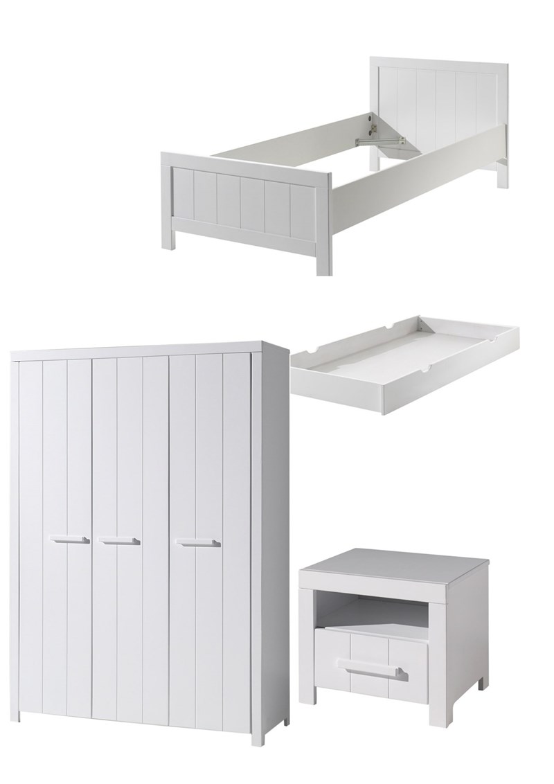 Chambres complètes-Combinaison de chambre d'enfant Erik 4-blanc de la collection erik-Vipack-mail-0
