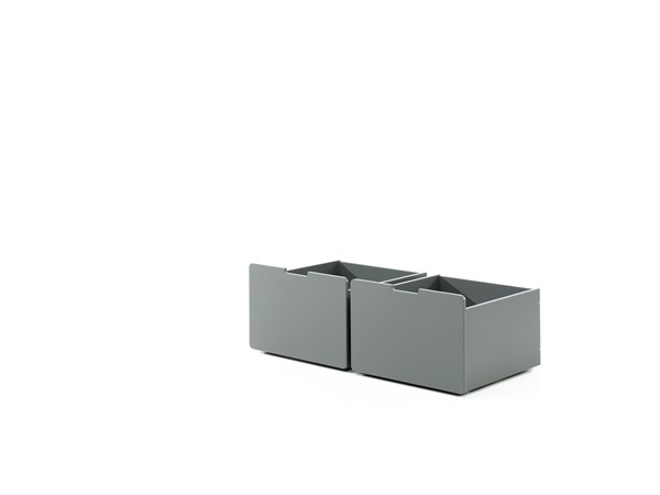 Coffre jouets-PINO ENSEMBLE DE 2 TIROIRS POUR LIT MI-HAUTEUR BAS GRIS-Vipack-mailleux-0