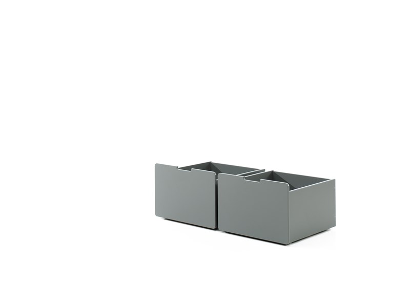 Coffre jouets-PINO ENSEMBLE DE 2 TIROIRS POUR LIT MI-HAUTEUR BAS GRIS-Vipack-mailleux-0