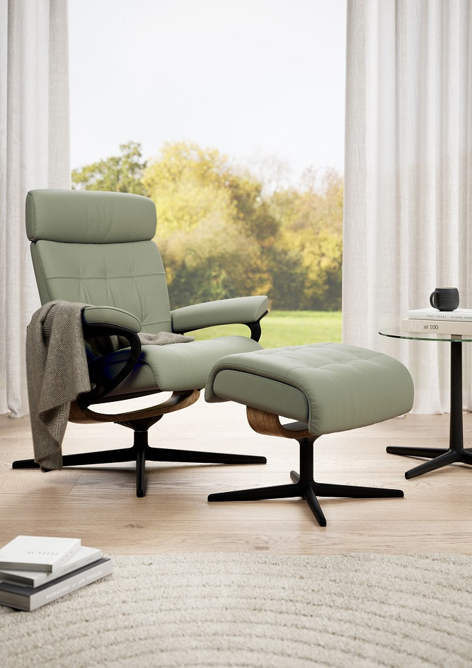 Fauteuil-relaxation-Stressless-Erik-Cross-Pal-Shadow-Green-Black-Smoked-Oak