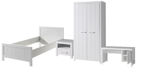 Chambres complètes-Combinaison de chambre d'enfant Erik 6-blanc de la collection erik-Vipack-mail-0