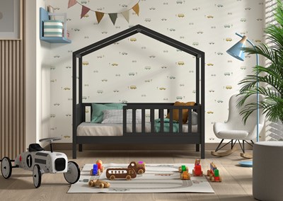 Lit enfant-DALLAS LIT CABANE JUNIOR 70 x 140 cm ANTHRACITE-Vipack-mailleux-1