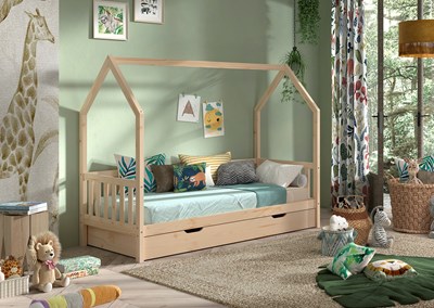 Chambres complètes-Combinaison de chambre d'enfant Cabane couleur naturel-Vipack-mailleux-5