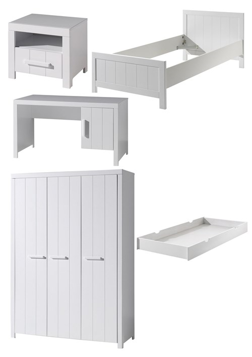 Chambres complètes-Combinaison de chambre d'enfant Erik 6-blanc de la collection erik-Vipack-mail-0