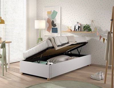 Lit enfant-MOON STORAGE CADRE DE LIT CÔTÉ LONG 90 x 200 cm BOUCLÉ BLANC-Vipack-mailleux-4