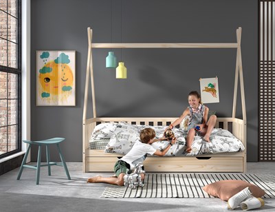 Chambres complètes-Combinaison de chambre d'enfant Tipi naturel-Vipack-mailleux-5