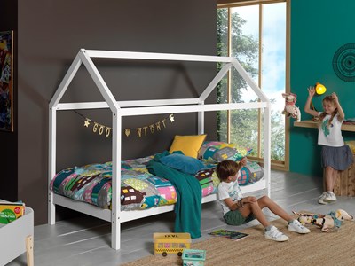 Lit enfant-DALLAS LIT CABANE 90 x 200 cm BLANC-Vipack-mailleux-3