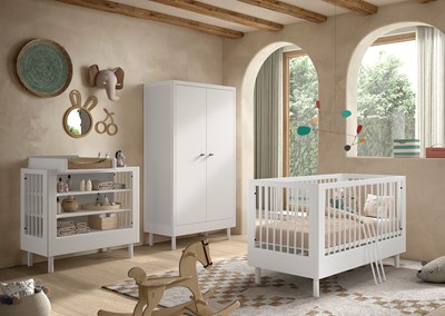 Chambres complètes-Combinaison de chambre d'enfant Forrest Beech 4-hêtre laqué blanc-Vipack-maill-1