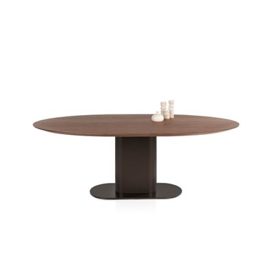 Tables de salle à manger-Brianza, table 210 x 100 cm - placage de noyer - steelbrown-Xooon-maille-2