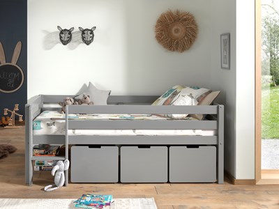 Coffre jouets-PINO ENSEMBLE DE 3 TIROIRS POUR LIT MI-HAUTEUR BAS GRIS-Vipack-mailleux-1