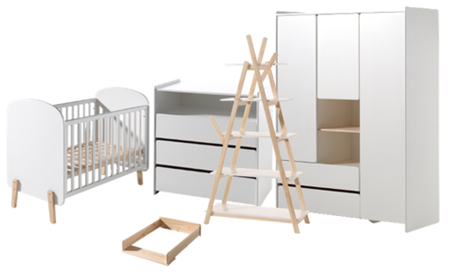Chambres complètes-Combinaison de chambre d'enfant Kiddy blanc-Vipack-mailleux-0