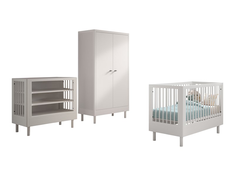 Chambres complètes-Combinaison de chambre d'enfant Forrest Beech 4-hêtre laqué blanc-Vipack-maill-0