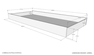 Lit tiroir-LONDON LIT GIGOGNE 90 x 190 cm ANTHRACITE-Vipack-mailleux-2