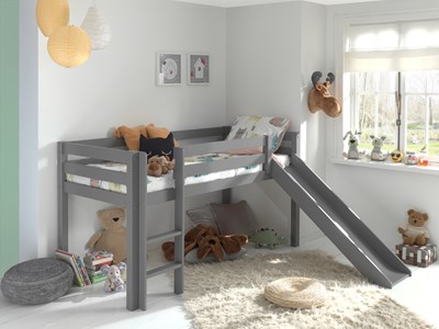 Lit mi-hauteur-PINO LIT MI-HAUTEUR AVEC TOBOGGAN 90 x 200 cm GRIS-Vipack-mailleux-1