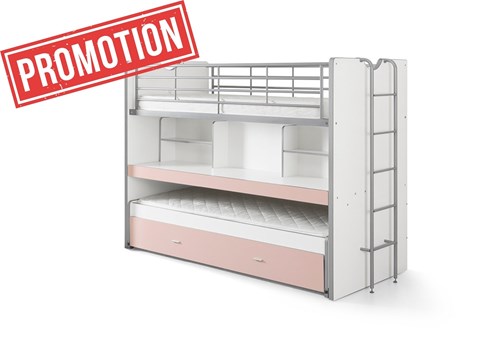 Lit superposé-BONNY LIT SUPERPOSÉ (80) 90 x 200 cm ROSE CLAIRE-Vipack-mailleux-0
