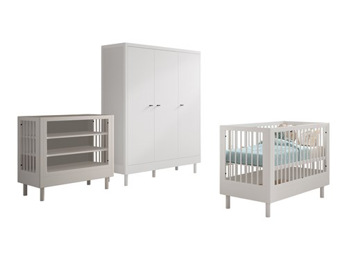 Chambres complètes-Combinaison de chambre d'enfant Forrest Beech 4-hêtre laqué blanc-Vipack-maill-0
