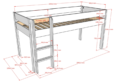 Lit mi-hauteur-PRIMO LIT MI-HAUTEUR 90 x 200 cm BLANC-Vipack-mailleux-2