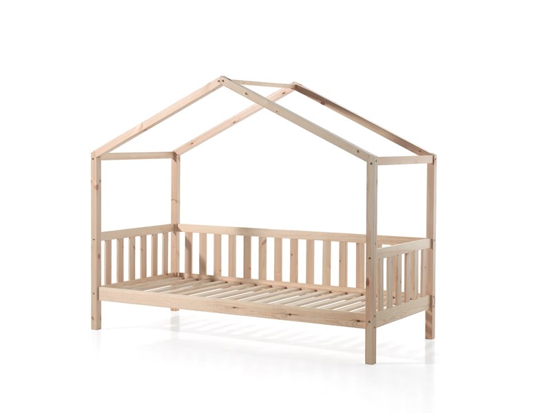 Lit enfant-DALLAS LIT CABANE AVEC GRILLE 90 x 200 cm NATUREL-Vipack-mailleux-0