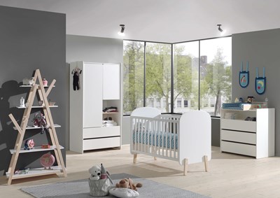 Chambres complètes-Combinaison de chambre d'enfant Kiddy blanc-Vipack-mailleux-1