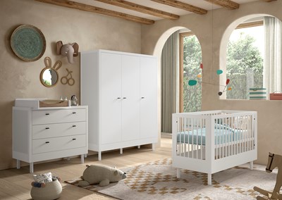 Chambres complètes-Combinaison de chambre d'enfant Forrest Beech 4-hêtre laqué blanc-Vipack-maill-1