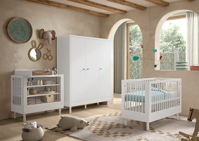Chambres complètes-Combinaison de chambre d'enfant Forrest Beech 4-hêtre laqué blanc-Vipack-maill-1