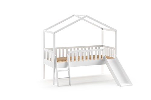 Lit mi-hauteur-DALLAS LIT CABANE AVEC TOBOGGAN 90 x 200 cm BLANC-Vipack-mailleux-0
