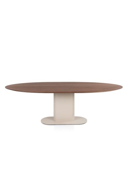 Tables de salle à manger-Brianza, table 240 x 100 cm - placage de noyer - crème-Xooon-mailleux-0