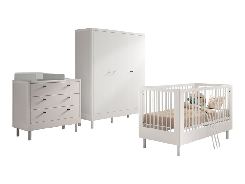 Chambres complètes-Combinaison de chambre d'enfant Forrest Beech 4-hêtre laqué blanc-Vipack-maill-0