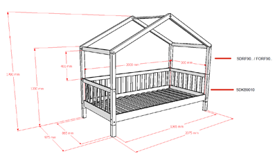 Lit enfant-SEDA LIT CABANE 90 x 200 cm HÊTRE NATUREL-Vipack-mailleux-2