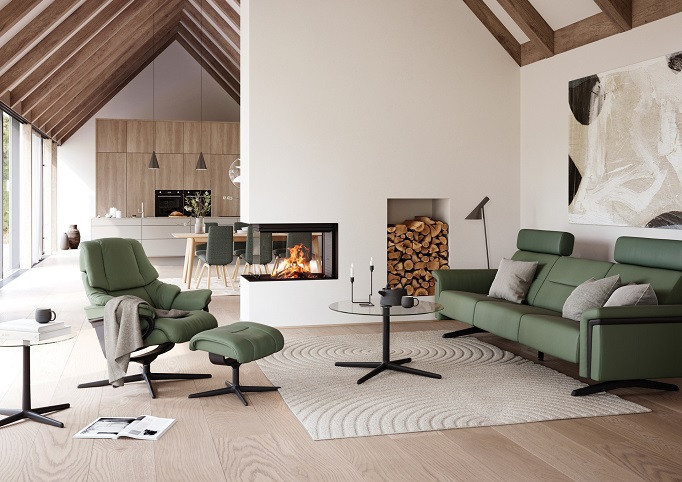 Fauteuil-relaxation-Stressless-Reno-Cross-Stella-Wood-Batick-Thyme-Green-Black